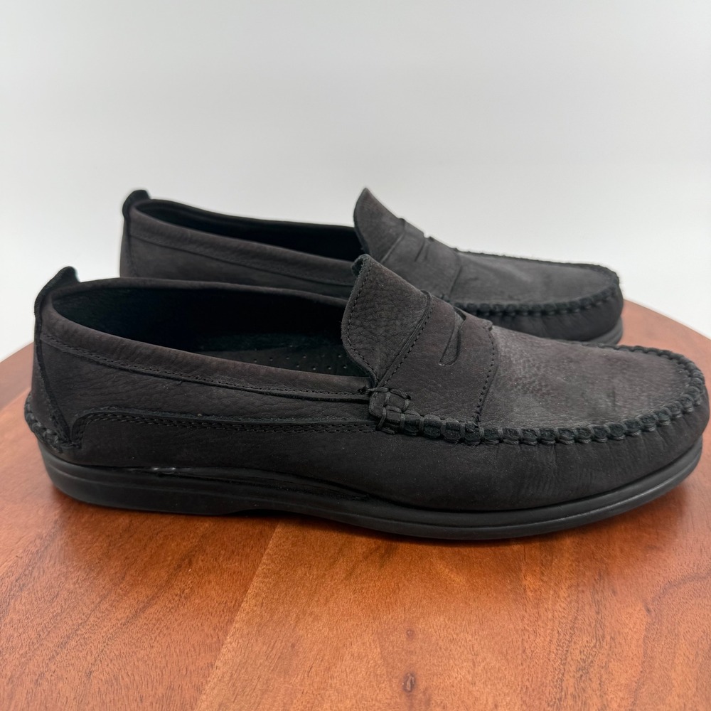 Aerosoles Penny Loafers Black Italian Leather Moccasin Slip On 12770-10 Mens 10